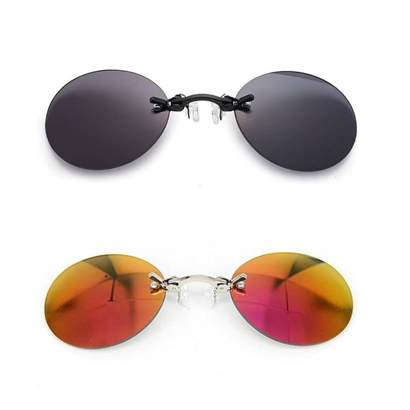 Troyers Ultralight Rimless Retro Round Clip on Nose Sunglasses,Retro Round Clip On Nose Glasses for Men & Women (2PCS C) von ADFUGE