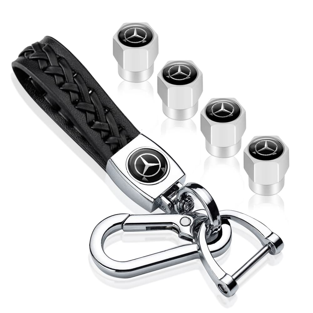 Leder Auto Schlüsselanhänger und Reifen Ventilkappen Abdeckung, Auto- Schlüsselanhänger für Frauen Männer von ADIEN