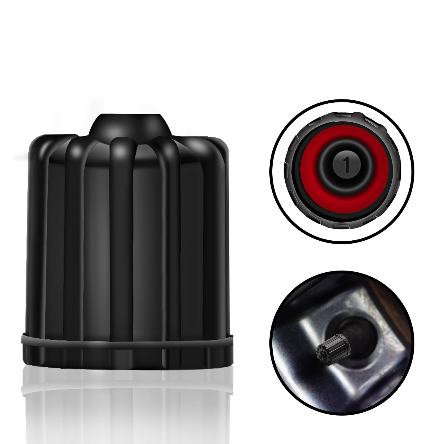 TPMS Reifen-Ventilkappen, schwarz, Reifendruckkontrollsystem (TPMS), Ersatz-Ventilschaft-Set, Luftstaubabdeckungen, universell passend für Auto, SUV, LKW (20 Stück) von ADIOPro