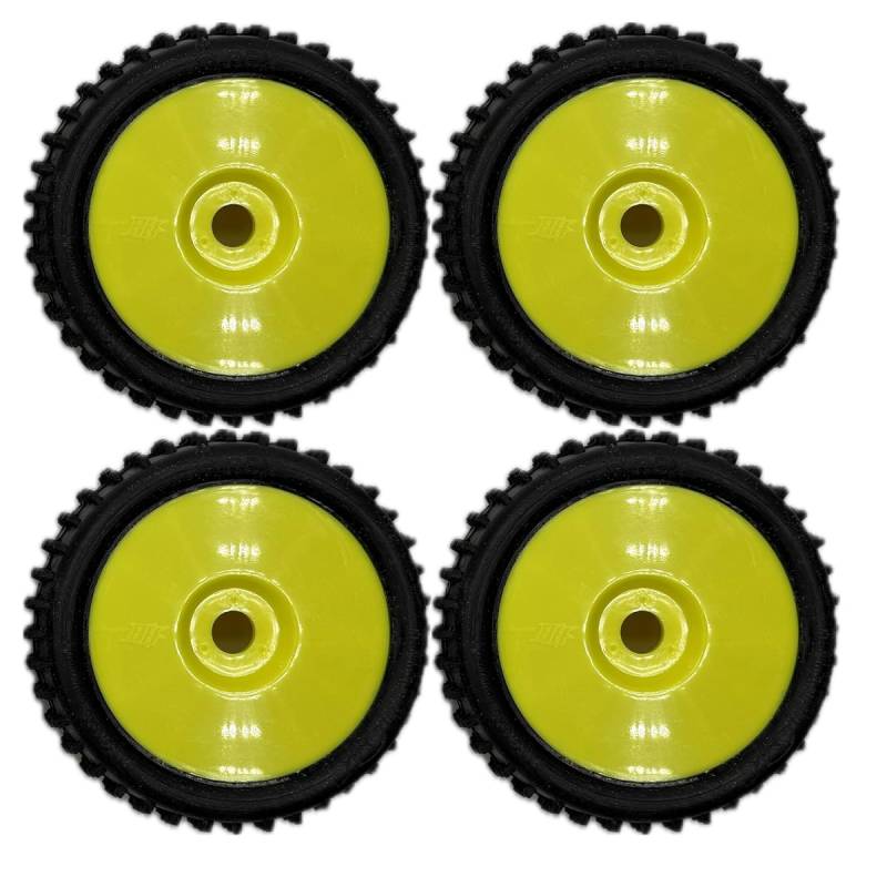 6mik T-REX Reifen auf gelber Felge Gummi 15/25° montiert und geklebt Buggy TT RC 1/8 - RC Auto - Wettbewerbe - 4 Stück Reifen von ADN-Racing