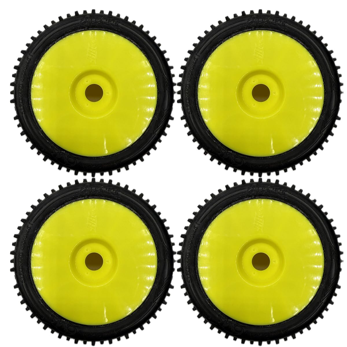 Reifen 6mik JOKER auf gelber Felge Gummi 15/25° - montiert und geklebt - Buggy TT RC 1/8 - RC Auto - Wettbewerbe - 4er Set Reifen Reifen 6mik JOKER auf gelber Felge Gummi 15/25° - montiert und geklebt - Buggy TT RC 1/8 - RC Auto - Wettbewerbe - 4er Set Reifen von ADN-Racing