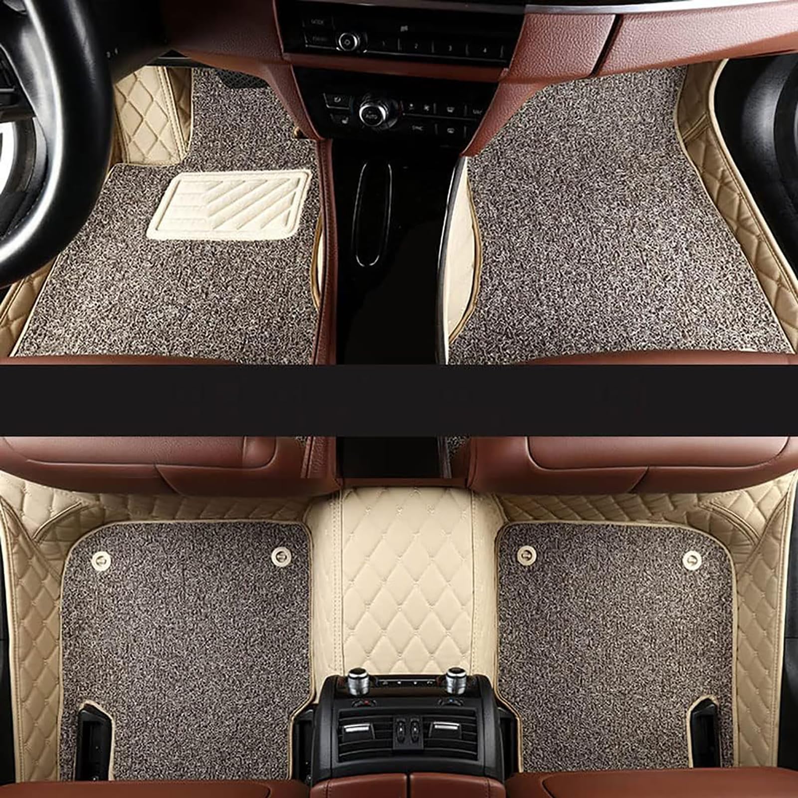 Nach Maß Auto FußMatten Leder Für Lexus RX450H 2007-2015, Allwetter Fussmatten Vorne Hinten Teppiche Set wasserdichte Bodenmatte Innenausstattung ZubehöR,A/Beige-Gray von ADNIVS