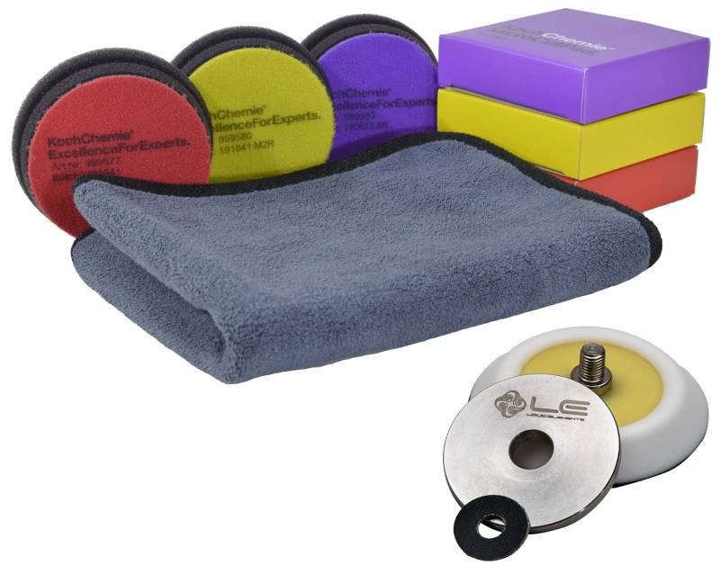 ADVANTUSE 75mm Polier-Sets (3X 75mm Koch Chemie Pads + Liquid Elements Stützteller für T3000 V3 + T2000 V4) von ADVANTUSE