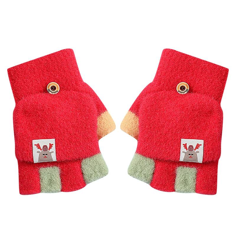 ADXFWORU Kinder Winterhandschuhe Kinder dehnbare warme Handschuhe Jungen oder Mädchen Strickhandschuhe Stoffhandschuhe Winter (Red, One Size) von ADXFWORU