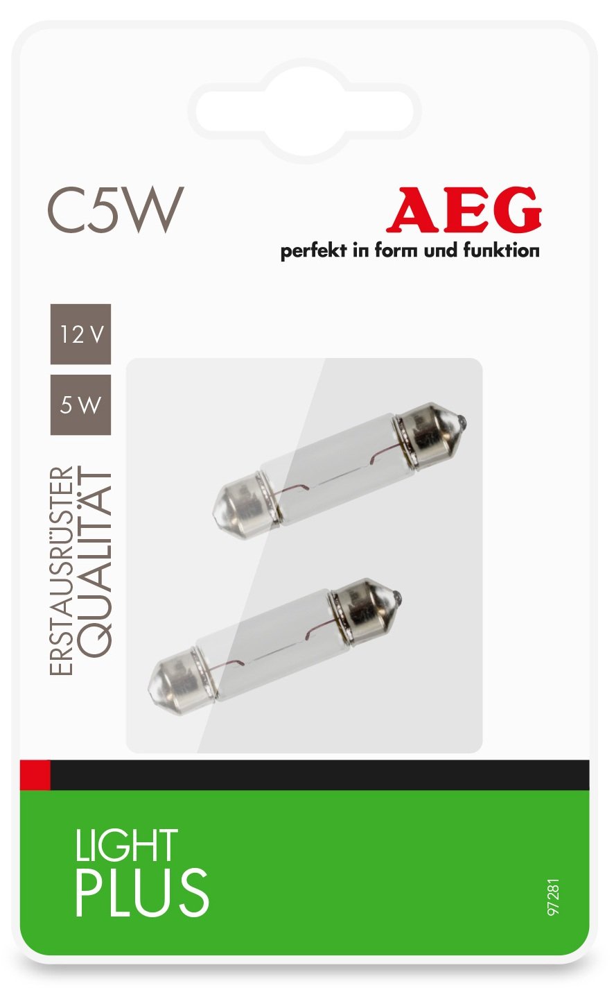 AEG Automotive 97281 Glühlampe Light Plus C5W, SV8,5-8, 5 W, 2 Stück von AEG