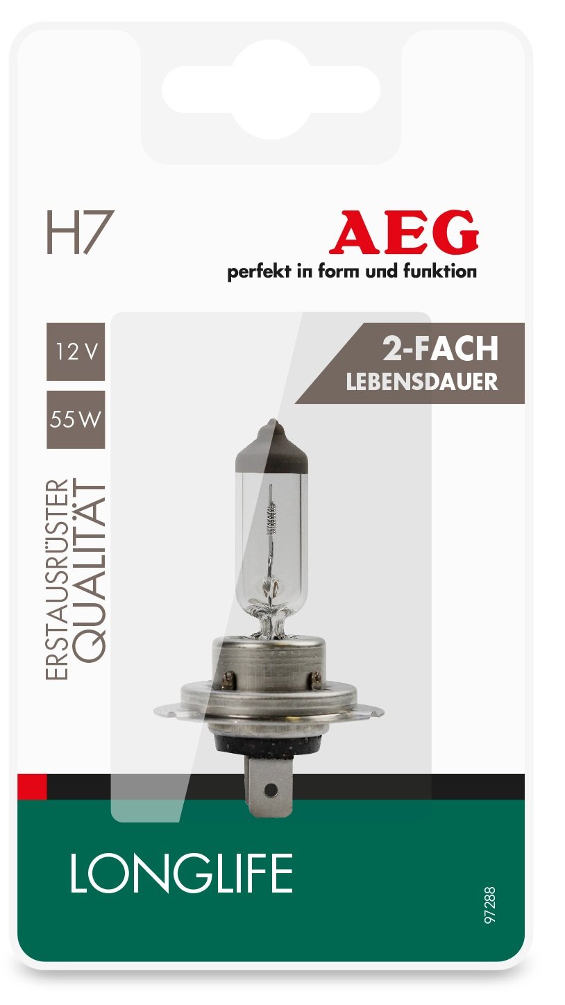AEG Automotive 97288 Glühlampe Longlife H7, PX26d, 60/55W, 1 Stück von AEG