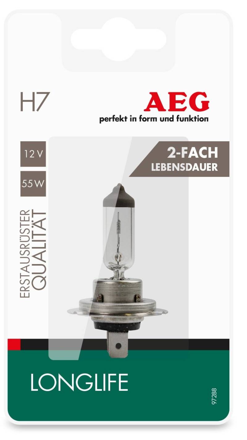 AEG Automotive 97288 Glühlampe Longlife H7, PX26d, 60/55W, 1 Stück von AEG