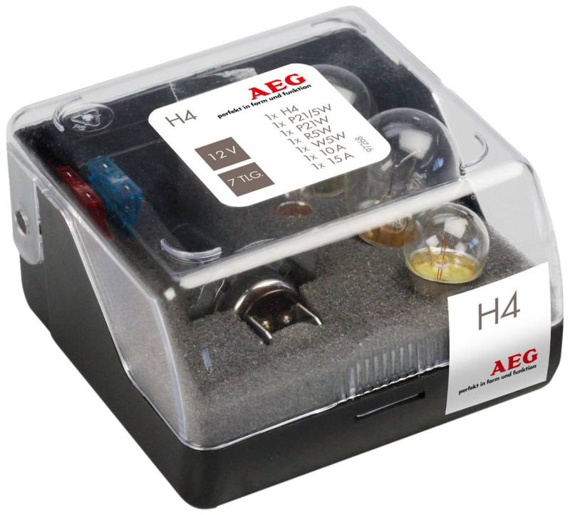 AEG Automotive 97268 Ersatzlampenbox H4, Inklisiv Sicherungen, 7-Teilig von AEG