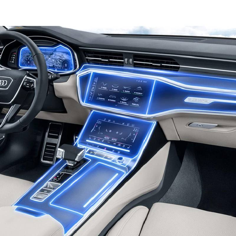 AELFIE Auto-Innenfolie Armaturenbrett Klavierbrett Schaltmittelkonsole Kratzfeste transparente TPU-PPF-Folie für Audi A6 A7 C8 2019-2023 von AELFIE