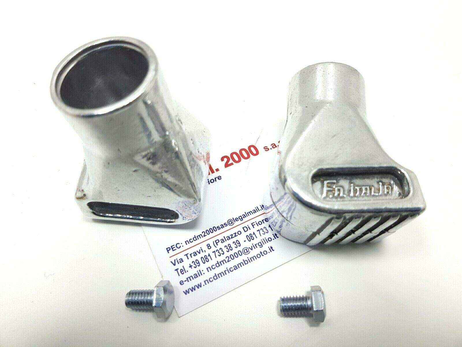 Paar Füße aus verchromtem Aluminium für Vespa PX 125 150 200 alle LML Star 125 150 151 200 von AER MOTO SPARE PARTS