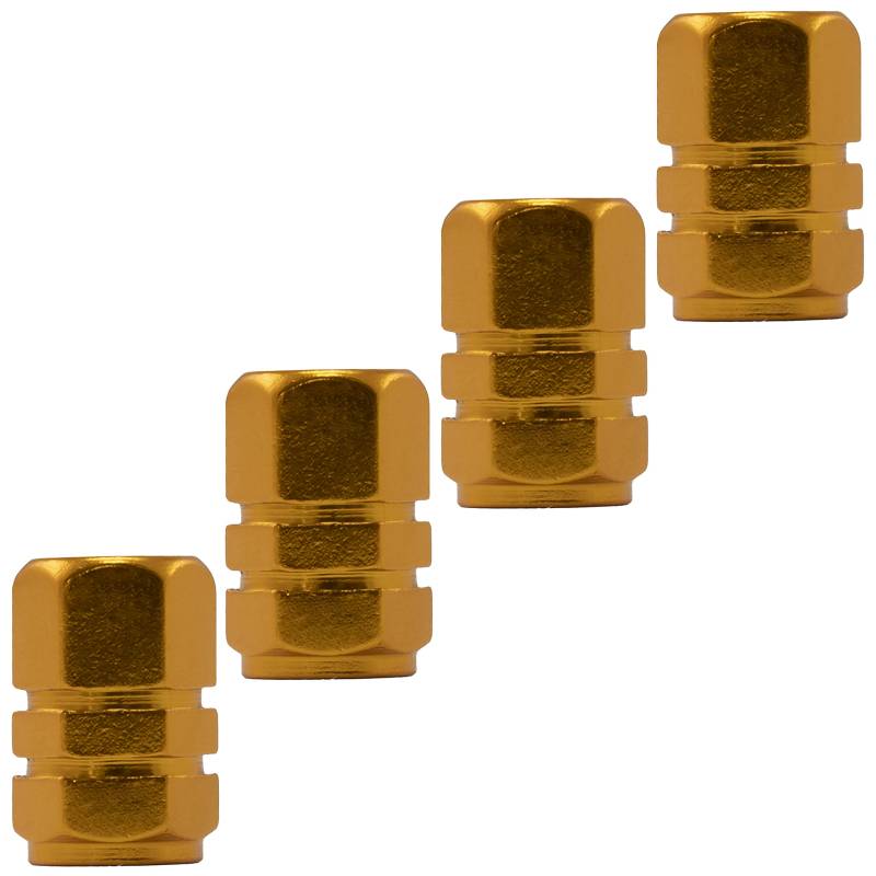AERZETIX - C64520 - Satz von 4 Ventilkappen/-stopfen für autoreifen - sechseckige Form - goldfarben - aus Aluminium - Rad zubehör Tuning Auto-Moto Dekoration LKW camion Fahrzeug von AERZETIX
