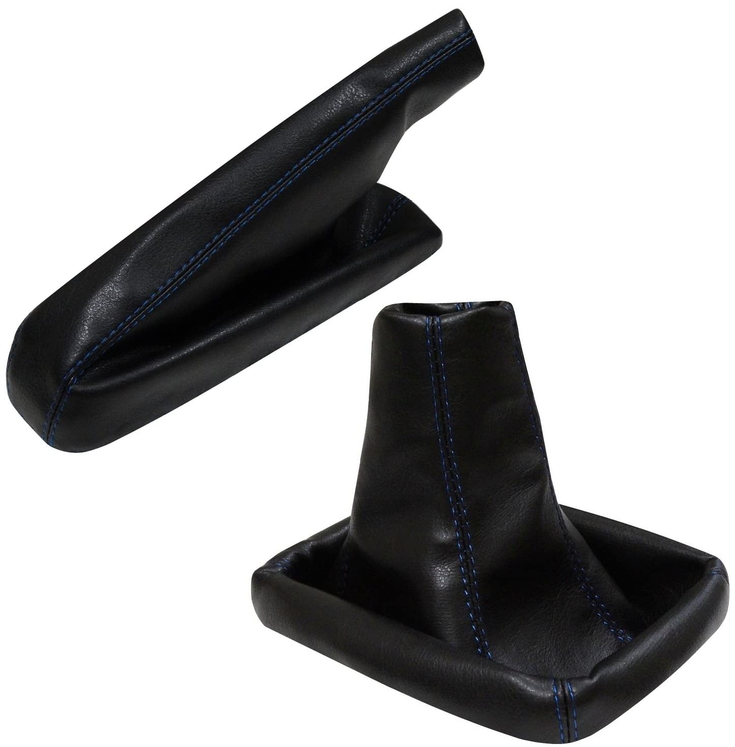 AERZETIX - Satz schaltsack + handbremssack - kunstleder - farbe schwarze leder - blaue nähten - für auto von AERZETIX