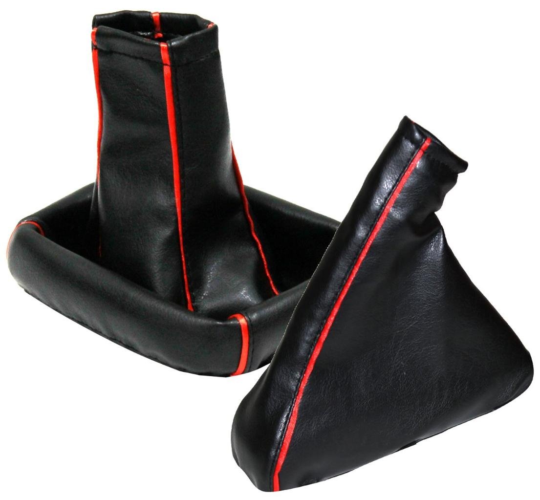 AERZETIX - Satz schaltsack + handbremssack - kunstleder - farbe schwarze/rot leder - für auto von AERZETIX