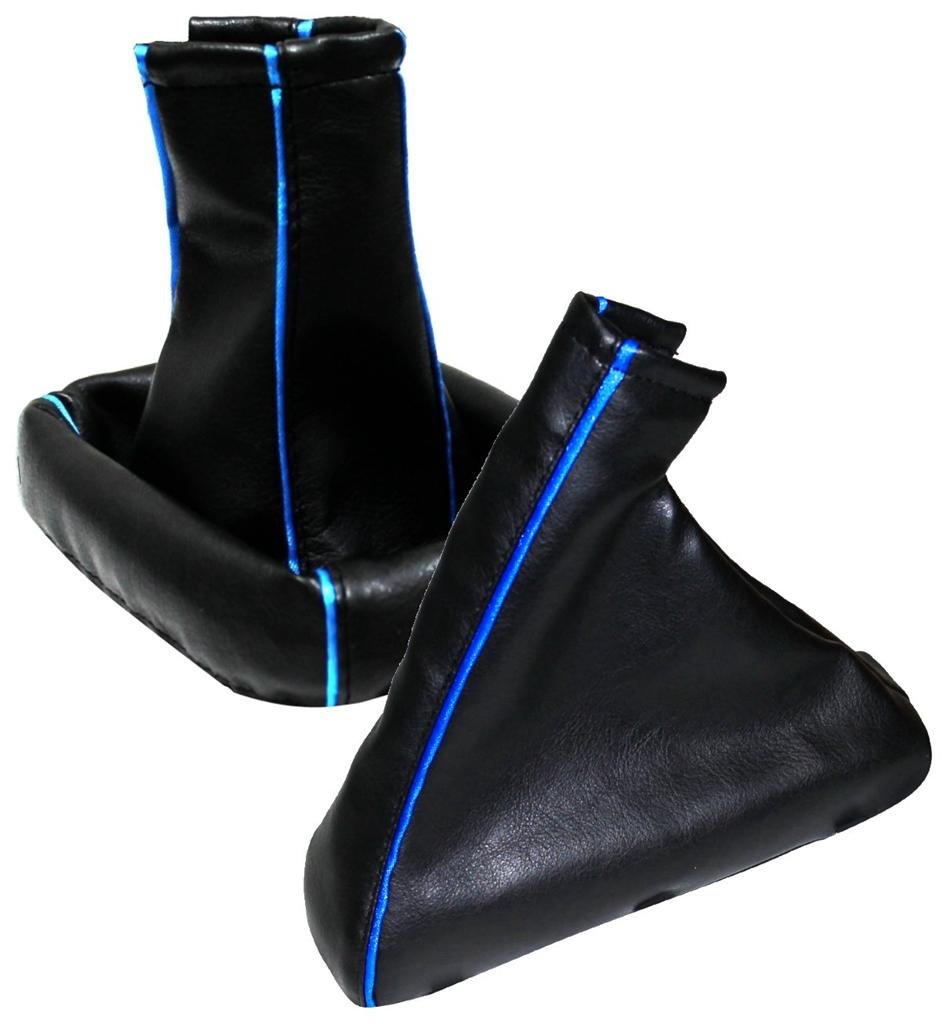 AERZETIX - Satz schaltsack + handbremssack - kunstleder - farbe schwarze/blau - für auto von AERZETIX