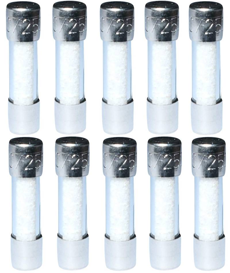 AERZETIX - C10855-10 x Glassicherungen - Glasrohr - Sicherungen - 2cm 20mm 5mm 5x20mm - 220V 250V - 10A von AERZETIX