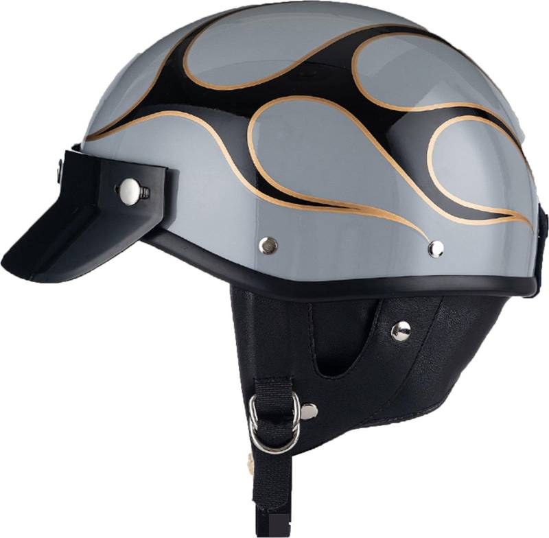Halbschalenhelm, Mit DOT/ECE Motorradhelm Jethelm Retro Chopper Helm Retro Motorrad Helm Scooter-Helm Jugendliche Offenem Helm Für Bike Mopeds Herren Und Damen Erwachsene 10,L von AEZXSHOP