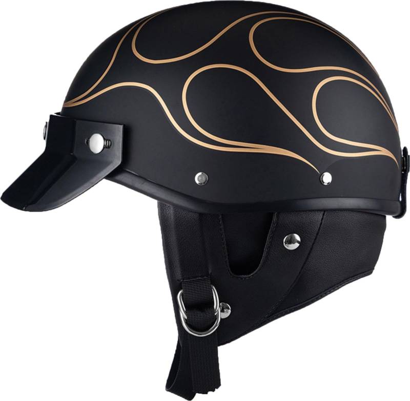 Halbschalenhelm, Mit DOT/ECE Motorradhelm Jethelm Retro Chopper Helm Retro Motorrad Helm Scooter-Helm Jugendliche Offenem Helm Für Bike Mopeds Herren Und Damen Erwachsene 13,M von AEZXSHOP