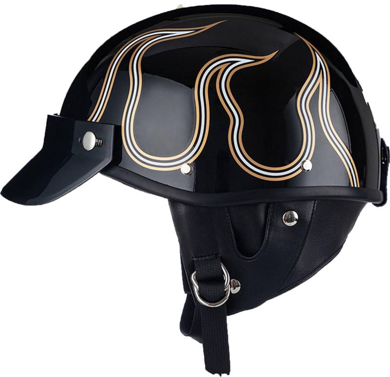 Halbschalenhelm, Mit DOT/ECE Motorradhelm Jethelm Retro Chopper Helm Retro Motorrad Helm Scooter-Helm Jugendliche Offenem Helm Für Bike Mopeds Herren Und Damen Erwachsene 2,L von AEZXSHOP