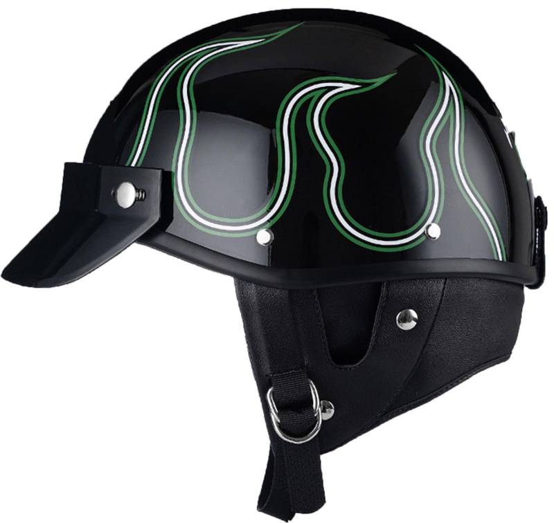 Halbschalenhelm, Mit DOT/ECE Motorradhelm Jethelm Retro Chopper Helm Retro Motorrad Helm Scooter-Helm Jugendliche Offenem Helm Für Bike Mopeds Herren Und Damen Erwachsene 3,M von AEZXSHOP