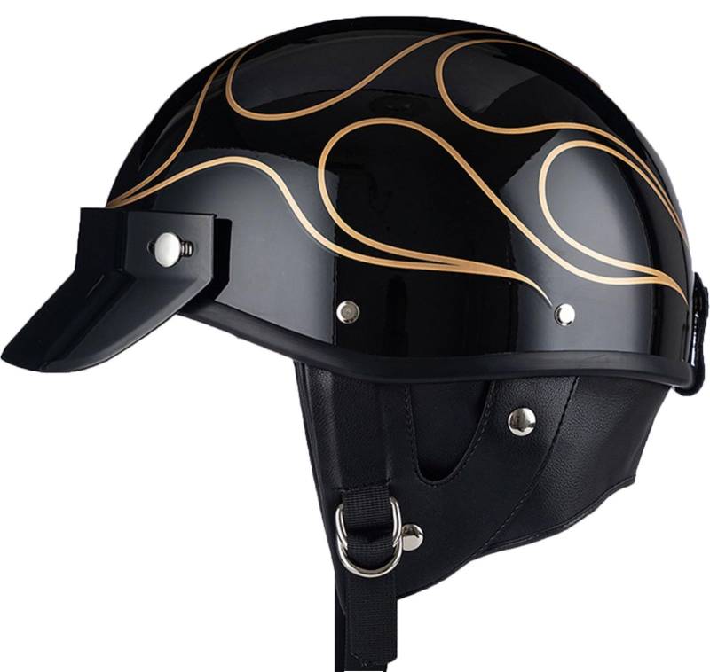 Halbschalenhelm, Mit DOT/ECE Motorradhelm Jethelm Retro Chopper Helm Retro Motorrad Helm Scooter-Helm Jugendliche Offenem Helm Für Bike Mopeds Herren Und Damen Erwachsene 6,XXL von AEZXSHOP