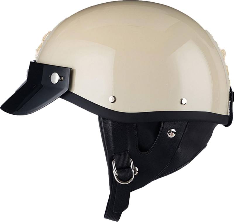 Halbschalenhelm, Mit DOT/ECE Motorradhelm Jethelm Retro Chopper Helm Retro Motorrad Helm Scooter-Helm Jugendliche Offenem Helm Für Bike Mopeds Herren Und Damen Erwachsene 7,XXL von AEZXSHOP