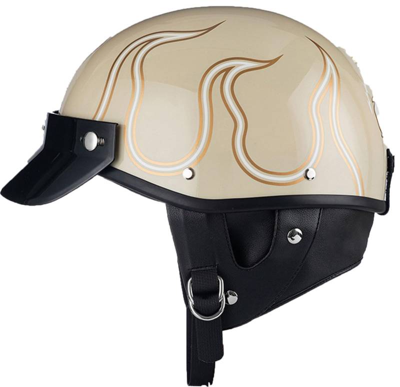 Halbschalenhelm, Mit DOT/ECE Motorradhelm Jethelm Retro Chopper Helm Retro Motorrad Helm Scooter-Helm Jugendliche Offenem Helm Für Bike Mopeds Herren Und Damen Erwachsene 8,M von AEZXSHOP