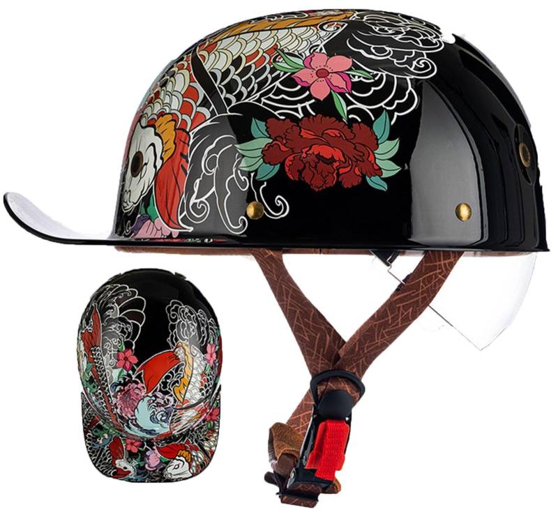 Halbschalenhelm Jethelm Motorrad Halbhelm DOT/ECE-Zulassung Mit Lüftungslöchern Schnellverschluss Leichter Stadthelm Für Bike Mopeds Herren Und Damen Erwachsene 1,XXL von AEZXSHOP