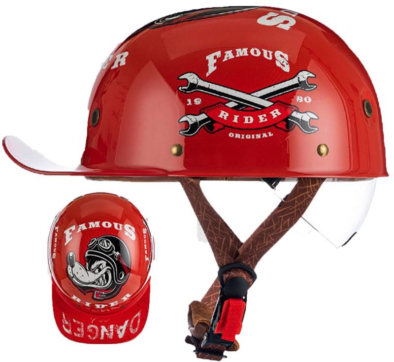 Halbschalenhelm Jethelm Motorrad Halbhelm DOT/ECE-Zulassung Mit Lüftungslöchern Schnellverschluss Leichter Stadthelm Für Bike Mopeds Herren Und Damen Erwachsene 14,M von AEZXSHOP