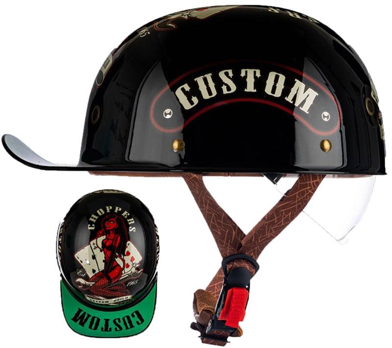 Halbschalenhelm Jethelm Motorrad Halbhelm DOT/ECE-Zulassung Mit Lüftungslöchern Schnellverschluss Leichter Stadthelm Für Bike Mopeds Herren Und Damen Erwachsene 2,XL von AEZXSHOP