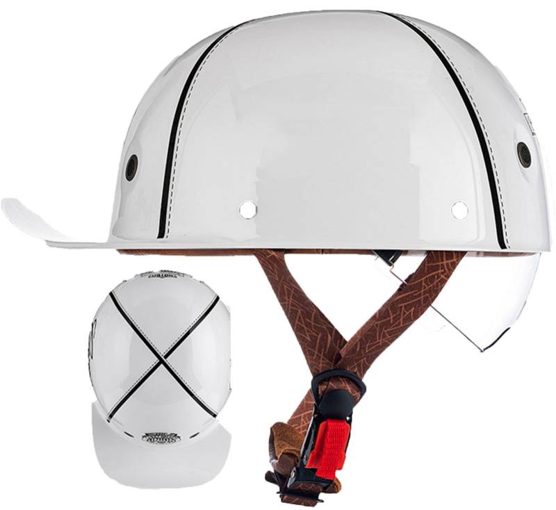 Halbschalenhelm Jethelm Motorrad Halbhelm DOT/ECE-Zulassung Mit Lüftungslöchern Schnellverschluss Leichter Stadthelm Für Bike Mopeds Herren Und Damen Erwachsene 7,XL von AEZXSHOP