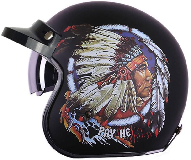 Jethelm Roller Helm, Vintage Motorradhelm, Mopedhelm DOT/ECE Zugelassen Sturzhelm Mit Herausnehmbares Waschbar Atmungsaktives Futter Für Bike Mopeds Roller Scoote Moped Mofa 1,L von AEZXSHOP