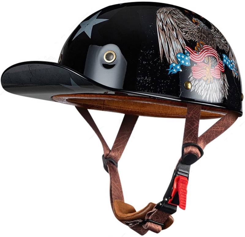Leichter Motorradhelm Mopedhelm Jethelm Halbschalenhelm DOT/ECE Zertifiziert, Helm Mit Helmschirm, Herren Damen Helm Motorrad, Ideal Als Rollerhelm Bike Mopeds 6,M von AEZXSHOP