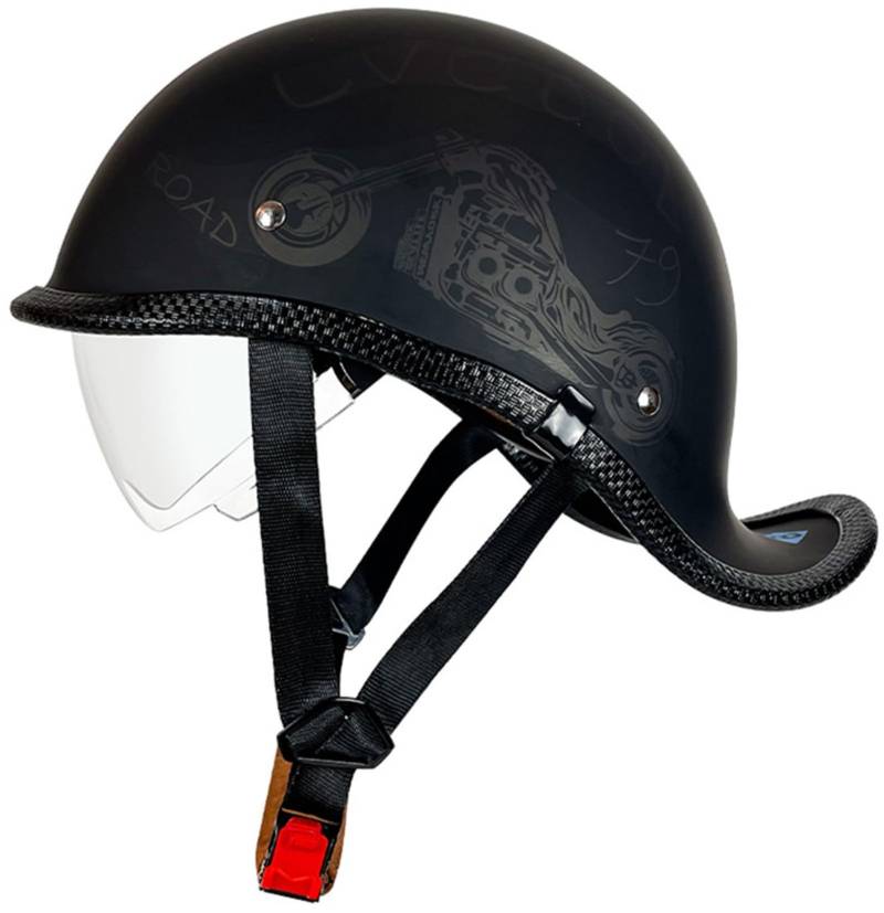 Motorrad Halbhelm Deutscher Stil Retro Helm Für Männer Und Frauen, Moped Roller Halbhelm Für Erwachsene DOT/ECE Genehmigter Vintage Motorrad Halbschalenhelm 4,XL von AEZXSHOP