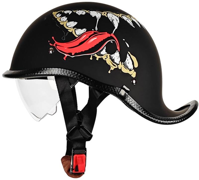 Motorrad Halbhelm Deutscher Stil Retro Helm Für Männer Und Frauen, Moped Roller Halbhelm Für Erwachsene DOT/ECE Genehmigter Vintage Motorrad Halbschalenhelm 5,XXL von AEZXSHOP