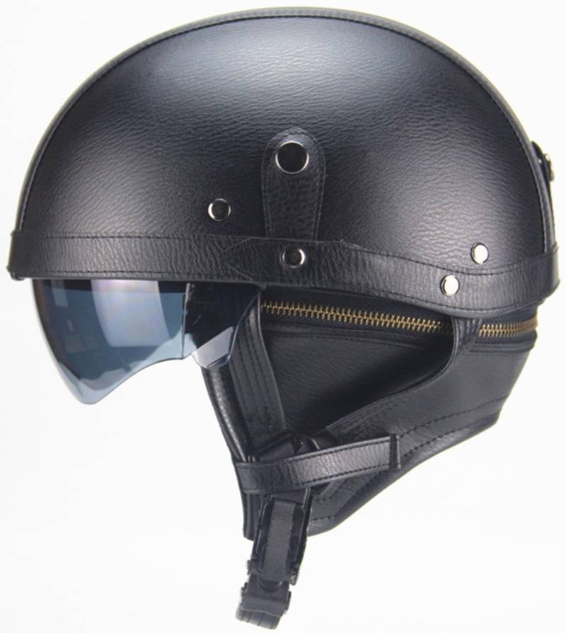 Motorradhelm Retro Halbschalenhelm ECE Zertifizierung Jethelm rollerhelm Mit Schnellverschluss Halbschale Brain-Cap Sturzhelm Herren Damen Mit Sonnenblende Roller Helm 1,XL von AEZXSHOP