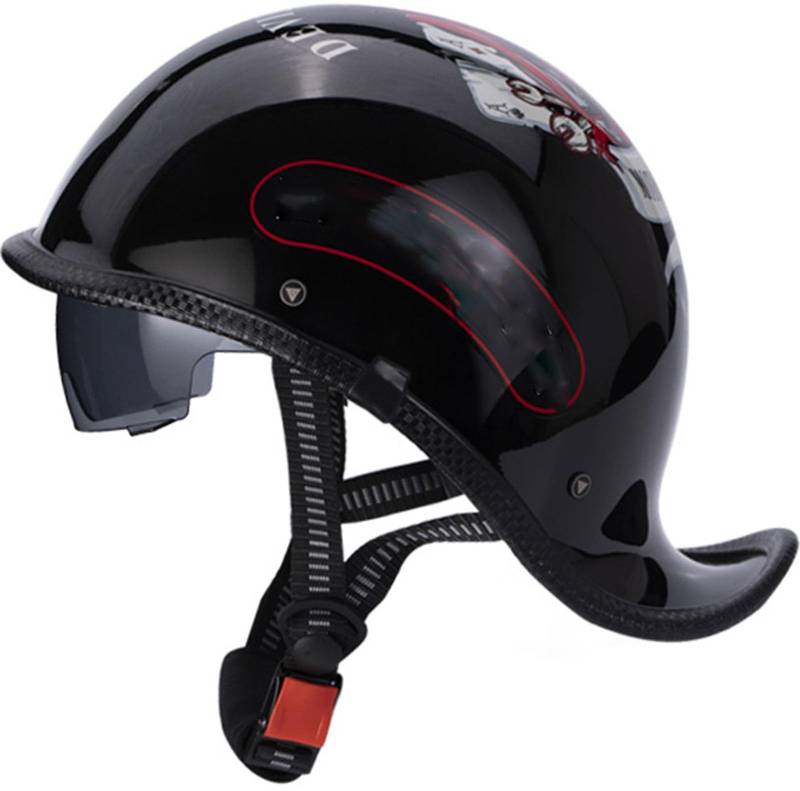 Retro Motorradhelm Halbschalenhelm Mit ECE Zulassung Baseball Cap Helm Jethelm Deutscher Stil Totenkopf Kappe Helm Motorrad Cruiser Roller Cool Helm Für Männer Und Frauen 1,M von AEZXSHOP