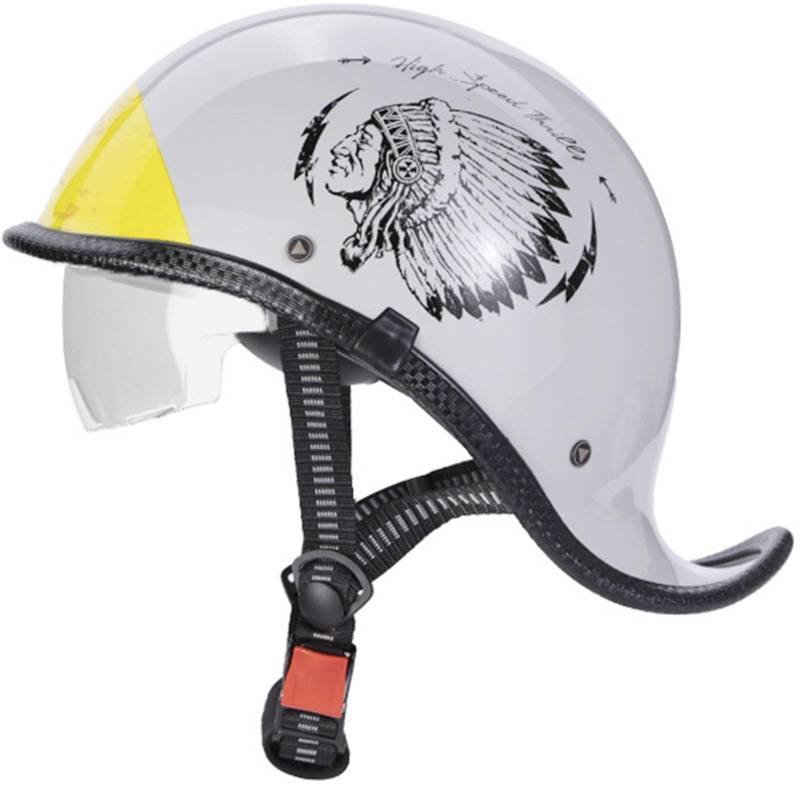 Retro Motorradhelm Halbschalenhelm Mit ECE Zulassung Baseball Cap Helm Jethelm Deutscher Stil Totenkopf Kappe Helm Motorrad Cruiser Roller Cool Helm Für Männer Und Frauen 13,M von AEZXSHOP
