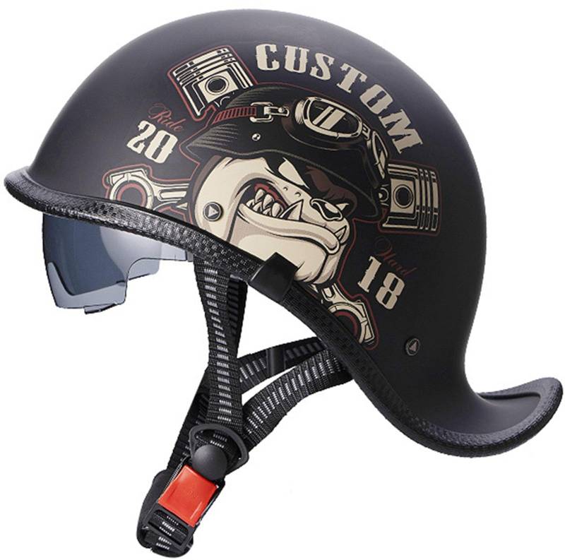 Retro Motorradhelm Halbschalenhelm Mit ECE Zulassung Baseball Cap Helm Jethelm Deutscher Stil Totenkopf Kappe Helm Motorrad Cruiser Roller Cool Helm Für Männer Und Frauen 4,XL von AEZXSHOP