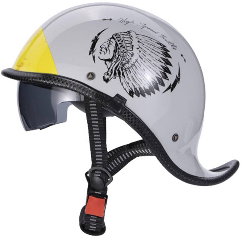 Retro Motorradhelm Halbschalenhelm Mit ECE Zulassung Baseball Cap Helm Jethelm Deutscher Stil Totenkopf Kappe Helm Motorrad Cruiser Roller Cool Helm Für Männer Und Frauen 6,XL von AEZXSHOP