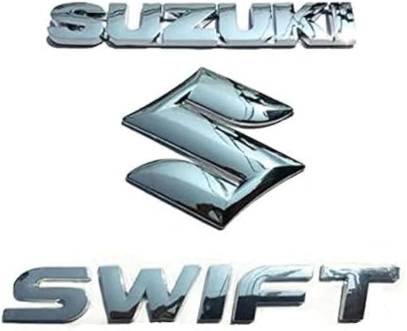 AEspares Kompatibel mit Suzuki Swift Heckgrill Emblem Chrom Silber Heckklappe 3D Logo Set von AEspares