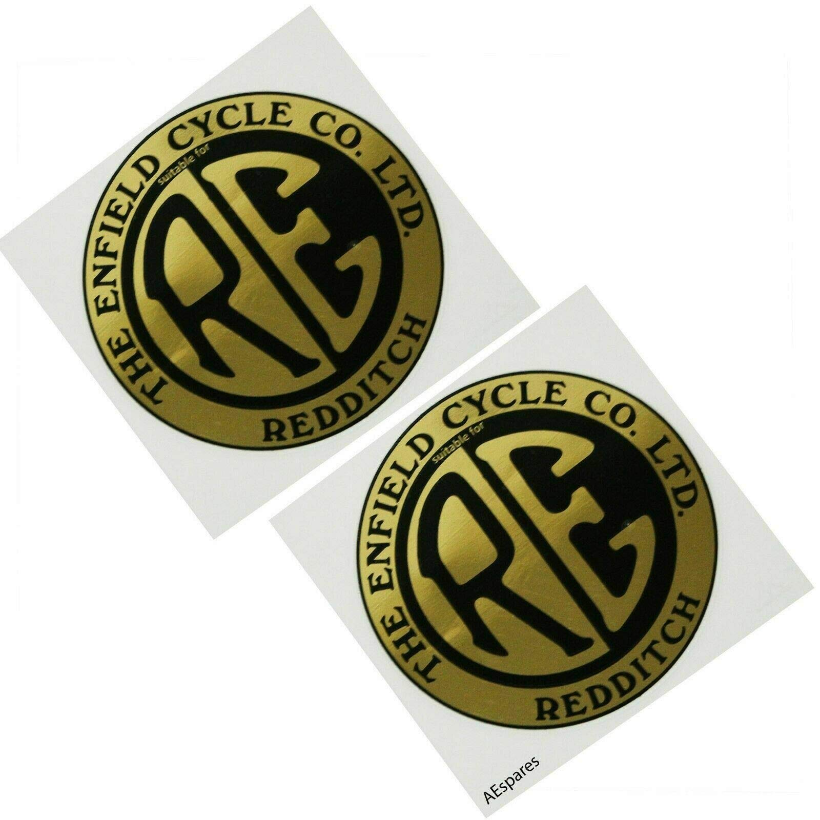 AEspares Redditch Logo Golden Black Toolbox Gepäckträger-Aufkleber passend für Royal Enfield von AEspares
