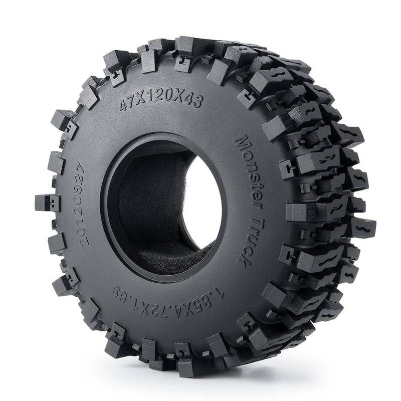 1,9 Zoll/2,2 Zoll Gummireifen Radreifen for Axial SCX10 III AXI03007 AXI03004 Capra TRX-4 1/10 RC Auto Monster Truck(1.9inch 1Pcs) von AFCAHEH