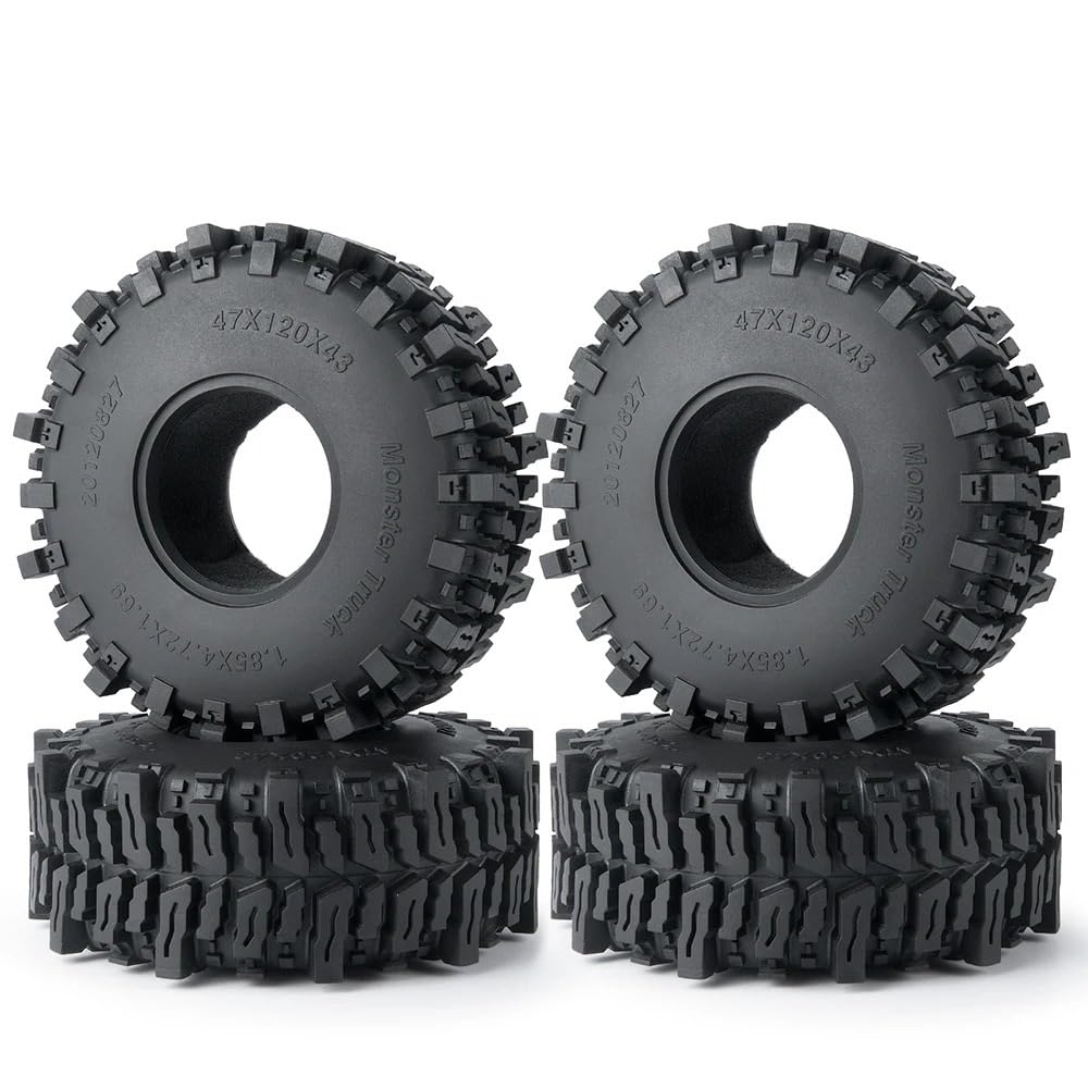 1,9 Zoll/2,2 Zoll Gummireifen Radreifen for Axial SCX10 III AXI03007 AXI03004 Capra TRX-4 1/10 RC Auto Monster Truck(1.9inch 4Pcs) von AFCAHEH