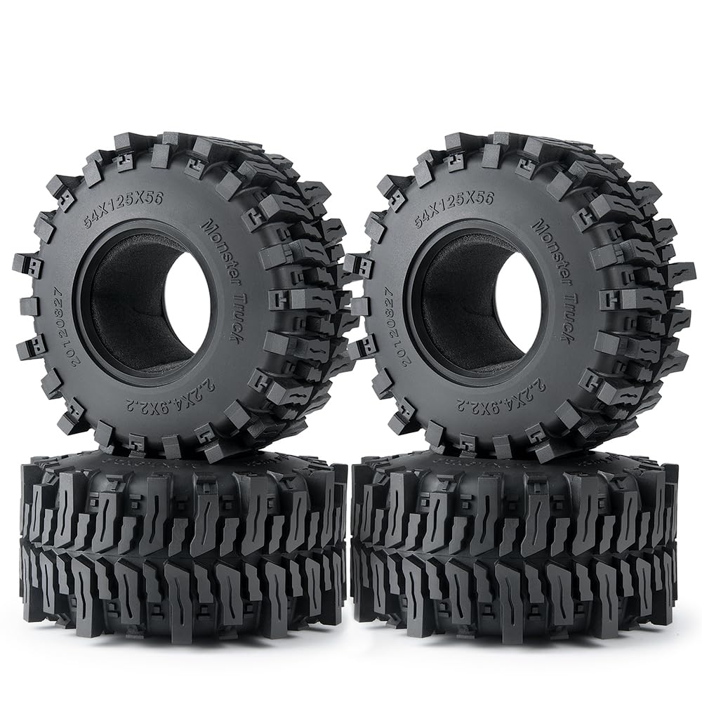 1,9 Zoll/2,2 Zoll Gummireifen Radreifen for Axial SCX10 III AXI03007 AXI03004 Capra TRX-4 1/10 RC Auto Monster Truck(2.2inch 4Pcs) von AFCAHEH