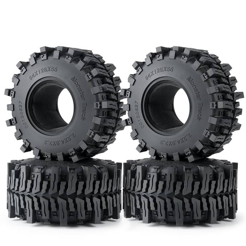1,9 Zoll/2,2 Zoll Gummireifen Radreifen for Axial SCX10 III AXI03007 AXI03004 Capra TRX-4 1/10 RC Auto Monster Truck(2.2inch 4Pcs) von AFCAHEH