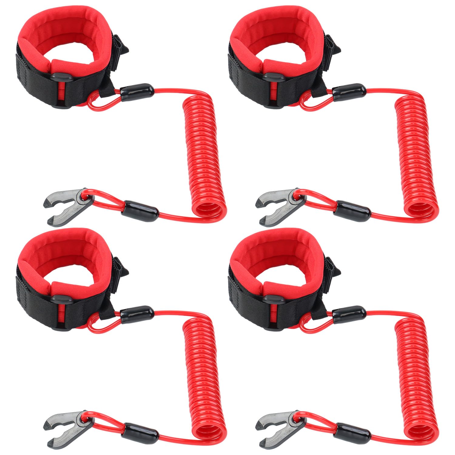 Sicherheitsband für Boote, Außenbord-Kill-Schalter, Sicherheitsband, Notfallabschaltung, Handgelenkschlaufe, Ersatzband (4 Stück, rot) von AFEISOL