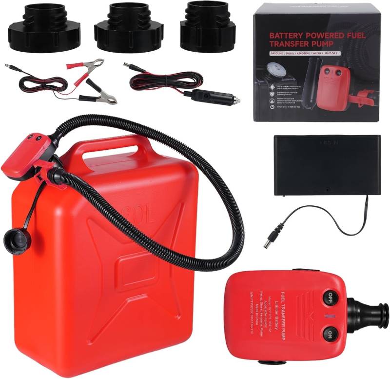 Kraftstofftransferpumpe mit automatischem Stopp-Sensor, Pumpe für Dieselkraftstoff mit langem Schlauch, Saugpumpe für Benzin, Diesel, Kerosin, leichte Öle, Wasser von AFNCX