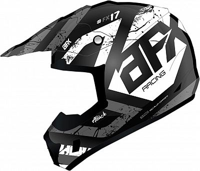 AFX FX-17YE Attack, Motocrosshelm Kinder - Matt Schwarz/Grau/Weiß - M von AFX