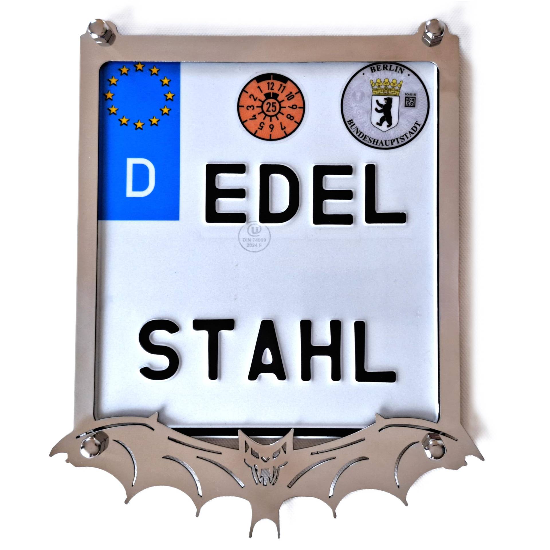 Exklusiver Kennzeichenhalter Motorrad mit Schläger aus Edelstahl Hochglanz poliert mit Chrombeschichtung 180x200 mm - Nummernschildhalterung Motorrad - Kennzeichenhalterung Exklusiver Kennzeichenhalter Motorrad mit Schläger aus Edelstahl Hochglanz poliert mit Chrombeschichtung 180x200 mm - Nummernschildhalterung Motorrad - Kennzeichenhalterung von AG Group