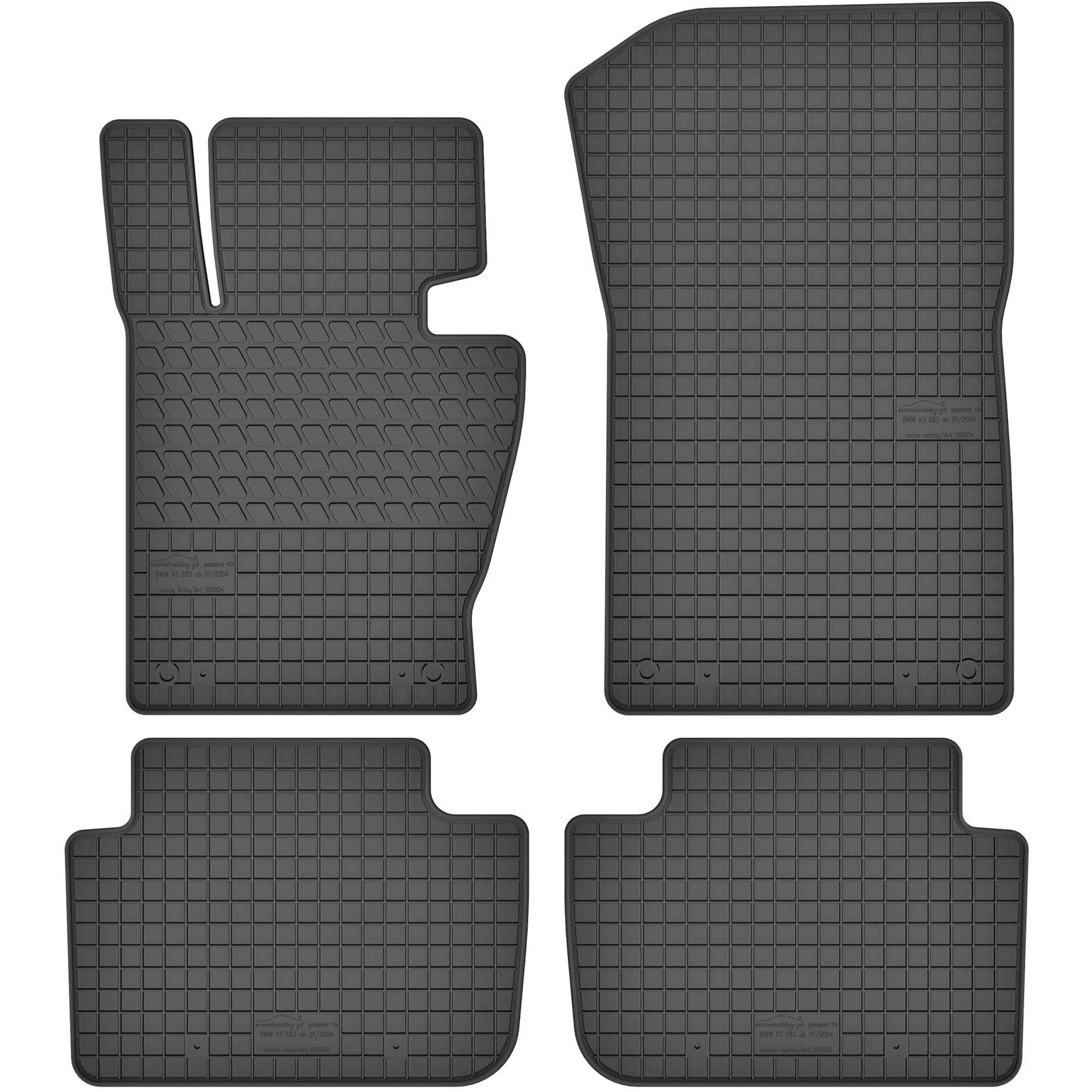 AGCPdirect Gummi Matten Fußmatten Passgenau 4-teilig Set für BMW X3 E83 2003-2010 von AGCPdirect